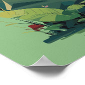 かわいいファンタジーカラスプラッシュキャットデザイン ポスター (角)