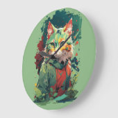 かわいいファンタジーカラスプラッシュキャットデザイン ラージ壁時計 (傾斜)