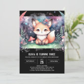 かわいいファンタジーキツネ誕生日 招待状 (スタンド正面)