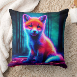 かわいいファンタジーグローキツネと生物発光オーラ クッション