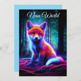 かわいいファンタジーグローキツネと生物発光オーラ 招待状