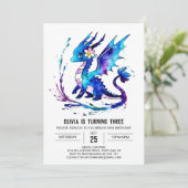 かわいいファンタジードラゴンデジタルガール誕生日 招待状 (スタンド正面)