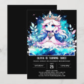 かわいいファンタジープリンセス誕生日 招待状 (正面/裏面)