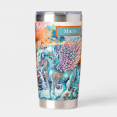 かわいいファンタジーユニコーンの名前 保温保冷タンブラー (正面)