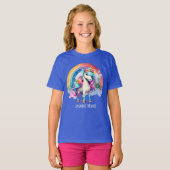 かわいいファンタジーユニコーンの追加の名前の女の子 Tシャツ (正面フル)