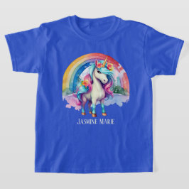かわいいファンタジーユニコーンの追加の名前の女の子 Tシャツ