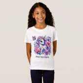 かわいいファンタジーユニコーン女の子カスタマイズ Tシャツ (正面フル)