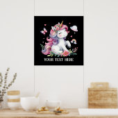 かわいいファンタジーユニコーン愛好家を追加文字 ポスター (キッチン)