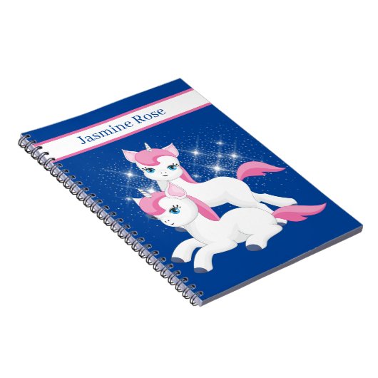 かわいいファンタジーユニコーン追加の名前のノートブック ノートブック (右側)