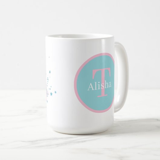 かわいいファンタジーユニコーン追加の名前コーヒーマグ コーヒーマグカップ (正面右)