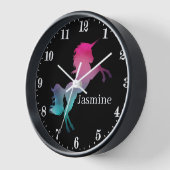 かわいいファンタジーユニコーン追加の名前Large Clock 壁時計 (傾斜)