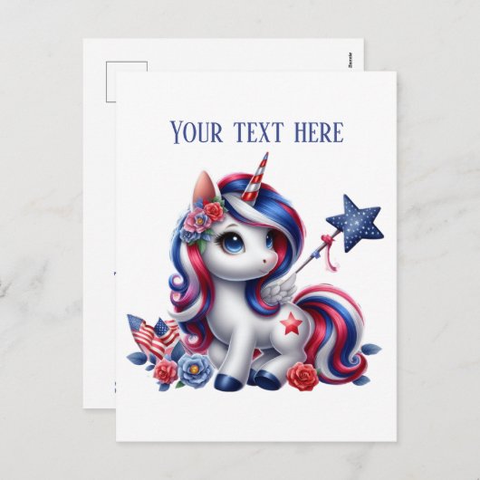 かわいいファンタジーユニコーン追加メッセージ7月4日 シーズンポストカード (正面/裏面)