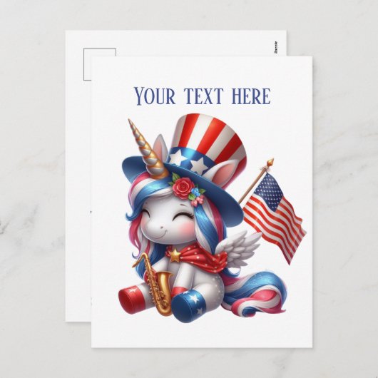 かわいいファンタジーユニコーン追加メッセージ7月4日 シーズンポストカード (正面/裏面)