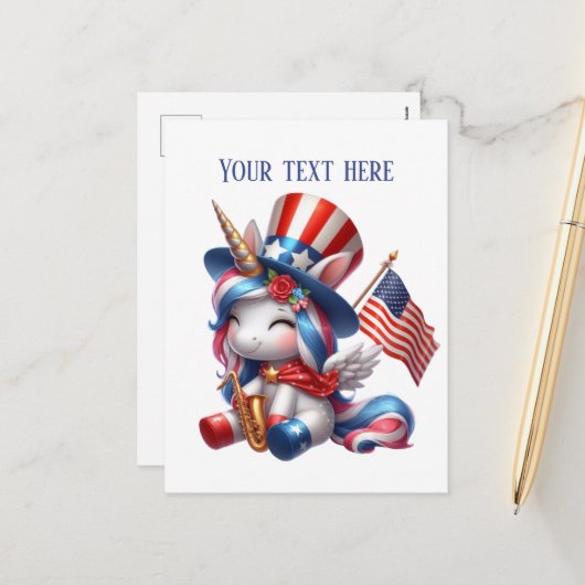 かわいいファンタジーユニコーン追加メッセージ7月4日 シーズンポストカード (正面/裏面インサイチュ)