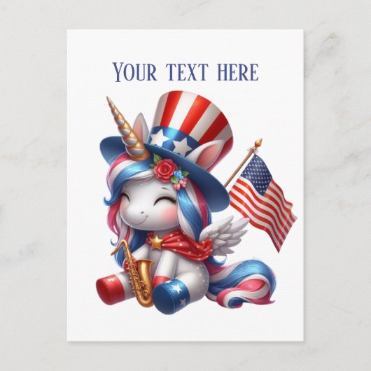 かわいいファンタジーユニコーン追加メッセージ7月4日 シーズンポストカード (正面)