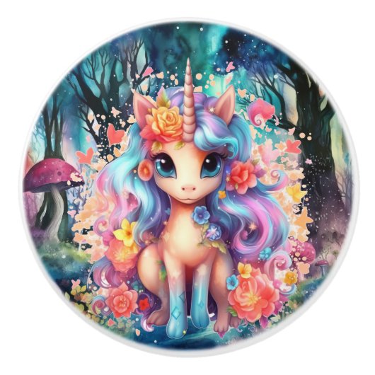かわいいファンタジーユニコーン セラミックノブ (正面)