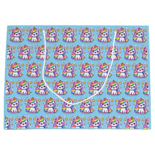 かわいいファンタジーユニコーン ラージペーパーバッグ (正面)