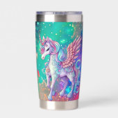 かわいいファンタジーユニコーン 名前を追加 保温保冷タンブラー (背面)