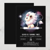 かわいいファンタジーライオン誕生日 招待状 (正面/裏面)