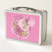 かわいいファンタジー妖精オンザムーン名前をカスタムする メタルランチボックス (裏面)