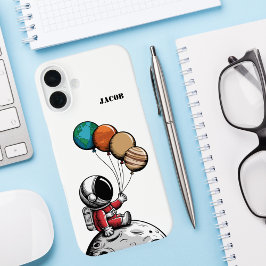 かわいいファンタジー宇宙飛行士、惑星、スペース、カスタム iPhone 16 PLUSケース