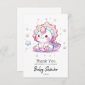 かわいいファンタジー恐竜の赤ちゃんシャワー サンキューカード (正面/裏面)