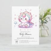 かわいいファンタジー恐竜の赤ちゃんシャワー 招待状 (スタンド正面)