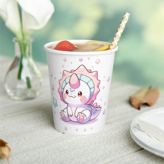 かわいいファンタジー恐竜の赤ちゃんシャワー 紙コップ (インサイチュ)