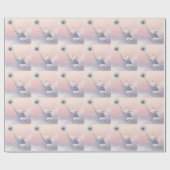 かわいいファンタジー水色マウスタンポポ飛んでいるン ラッピングペーパー (フラット)