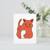 かわいいファンタジー猫と携帯電話 ポストカード (スタンド正面)