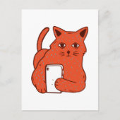 かわいいファンタジー猫と携帯電話 ポストカード (正面)
