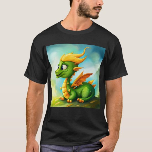 かわいいファンタジー神秘的なドラゴン Tシャツ (正面)
