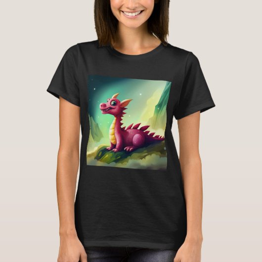 かわいいファンタジー神秘的なドラゴン Tシャツ (正面)