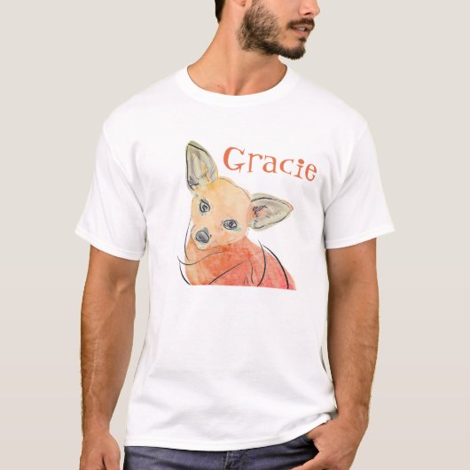 かわいいファンタジー チワワ テラコッタ水彩 Tシャツ (正面)