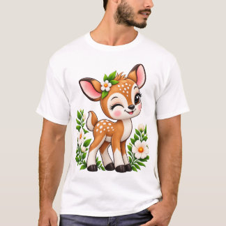 かわいいファン フラワー刺繍スタイル Tシャツ