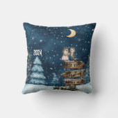 かわいいファーストクリスマスカップル新婚夫婦山 クッション (裏面)