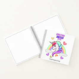 かわいいファーストネームレインボーハートユニコーンスケッチ ノートブック