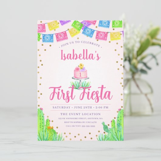 かわいいファースト・フィエスタガール1st誕生日 招待状 (スタンド正面)