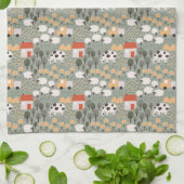 かわいいファームのシーンパターン キッチンタオル (折り畳み)