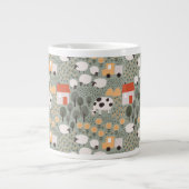 かわいいファームのシーンパターン ジャンボコーヒーマグカップ (正面)