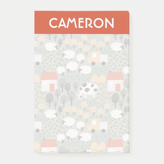 かわいいファームのシーンパターン ポストイット (正面)