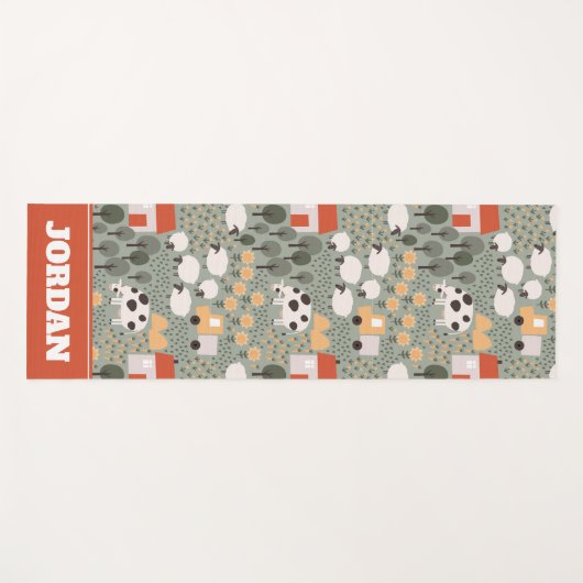 かわいいファームのシーンパターン ヨガマット (正面(横))