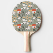 かわいいファームのシーンパターン 卓球ラケット (正面)