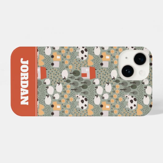 かわいいファームのシーンパターン iPhoneケース (裏面横)
