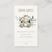 かわいいファームの牛の葉おむつラッフルベビーシャワー エンクロージャーカード (正面)