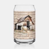 かわいいファームの羊の愛好家の名前を追加 ガラス缶 (正面)