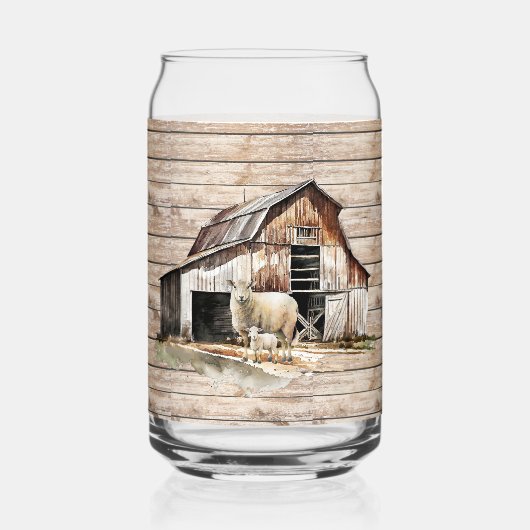 かわいいファームの羊の愛好家の名前を追加 ガラス缶 (裏面)