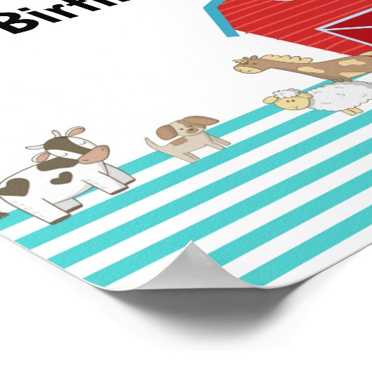 かわいいファームの誕生日パーティーの看板 ポスター (角)