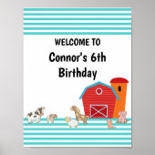 かわいいファームの誕生日パーティーの看板 ポスター (正面)