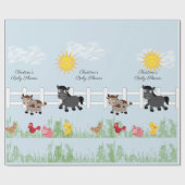 かわいいファームの赤ちゃんシャワー, BlueCustom ラッピングペーパー (フラット)